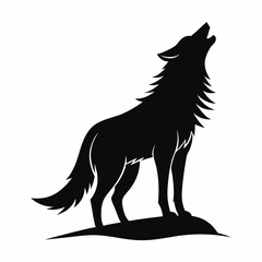 Howling Wolf Vector Silhouette 