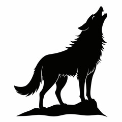 Howling Wolf Vector Silhouette 