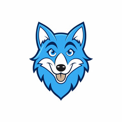 Blue wolf mascot logo on white background