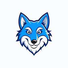 Blue wolf mascot logo on white background