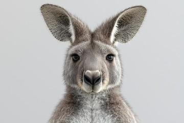 Fototapeta premium Close-up of a curious kangaroo on neutral background capturing adorable wildlife features