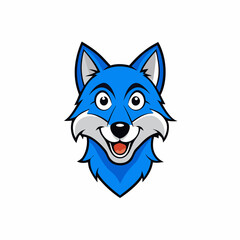 Naklejka premium Blue wolf mascot logo on white background