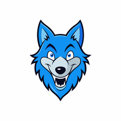 Blue wolf mascot logo on white background
