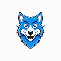 Blue wolf mascot logo on white background