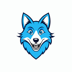 Blue wolf mascot logo on white background