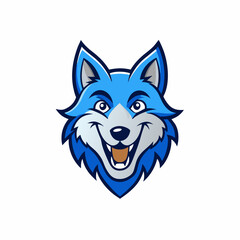 Blue wolf mascot logo on white background