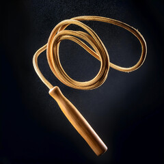 Rope Skipping floating or flying, isolated on a Dark black