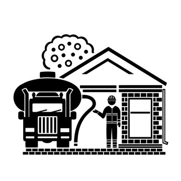 Vector illustration, logo, car icon for septic tank. Isolated on a white background.	