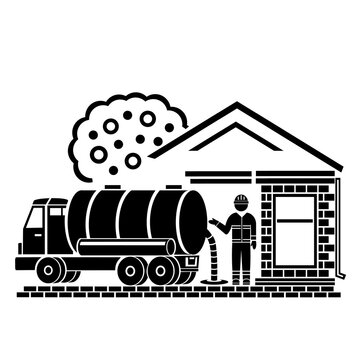Vector illustration, logo, car icon for septic tank. Isolated on a white background.	
