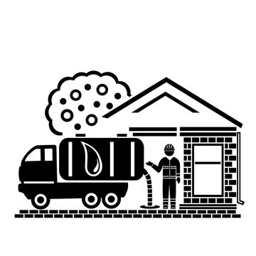 Vector illustration, logo, car icon for septic tank. Isolated on a white background.	