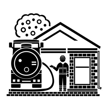 Vector illustration, logo, car icon for septic tank. Isolated on a white background.	