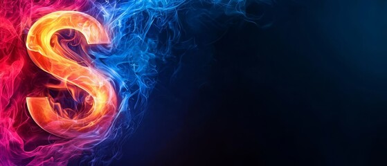 A colorful letter S in the middle of a dark background