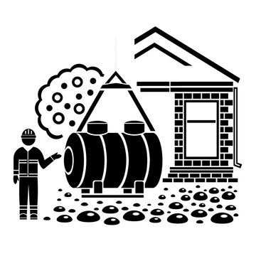 Vector illustration, logo, septic tank icon. Isolated on a white background.	
