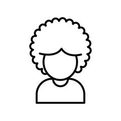 afro-american woman or girl icon black and white vector outline sign
