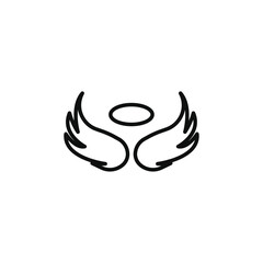 angel wing icon black and white vector outline sign