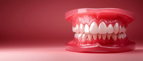 Obraz premium a close up of a dentor on a red background
