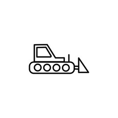 Bulldozer icon black and white vector outline sign