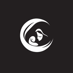 Fototapeta premium Mother with baby In cartoon, hand-drawn flat style. image for social media, websites and UI. Isolated 2D vector design in logo, icon, sketch style, simple line vector, single color. AI Generative Art.