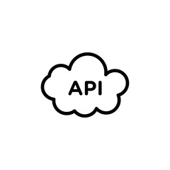 Cloud API icon black and white vector outline sign