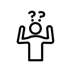 Confusing man icon black and white vector outline sign
