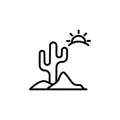 Desert cactus icon black and white vector outline sign