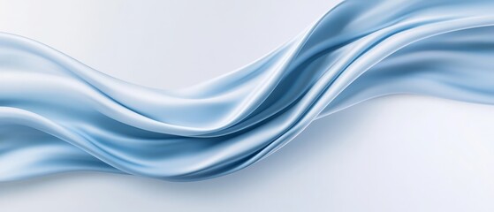 Fototapeta premium A blue satin fabric on a white background