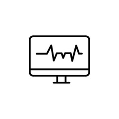 ECG monitor icon black and white vector outline sign