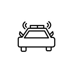 Flashing police car icon black and white vector outline sign