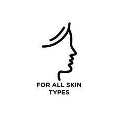 for all skin types icon black and white vector outline sign