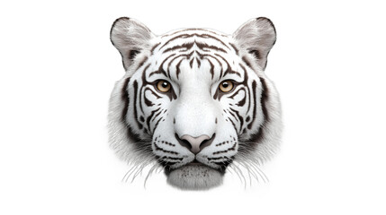Face of a white bengal tiger isolated on transparent background
