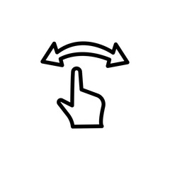 Hand, fingers, gesture, swipe, rotate icon black and white vector outline sign