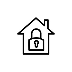Home security icon black and white vector outline sign