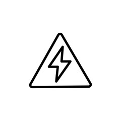 High voltage icon black and white vector outline sign