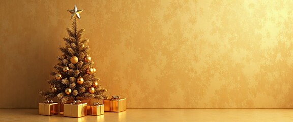 Elegant Christmas Tree Decoration in Gold Theme

