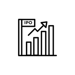 IPO Initial public offering icon black and white vector outline sign