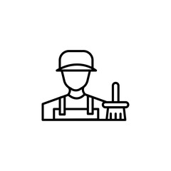 Janitor icon black and white vector outline sign