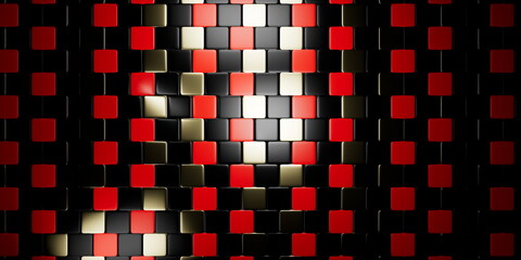 Black and red checkered wall with soft lighting, creating a bold, dynamic visual impact. Perfect for modern decor, adding sophistication and contemporary edge to any space.