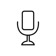 Mic button icon black and white vector outline sign