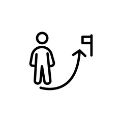 Mission Path icon black and white vector outline sign
