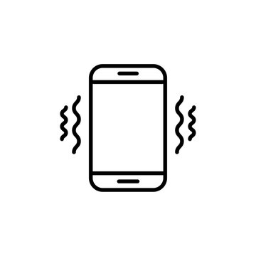 Mobile phone vibrating icon black and white vector outline sign