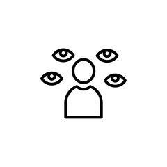 Paranoia icon black and white vector outline sign