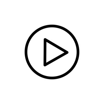 recommend clip art: Play button icon black and white vector outline sign