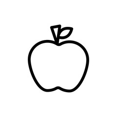 Red apple icon black and white vector outline sign