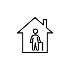 Retirement home icon black and white vector outline sign