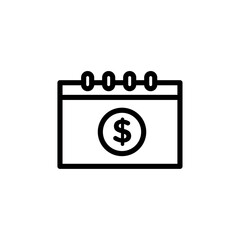 salary payday icon black and white vector outline sign