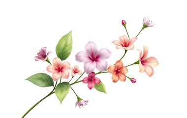 Obraz premium Flowers and leaf illustration isolated on white background created with generative AI