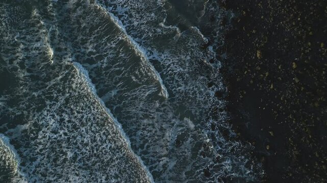 Shoreline surf aerial view, Blackpoint Bay, Nova Scotia, MAX QUAL PRORES422HQ Transcode of 4K H.265 D-CINELIKE original capture with SpectrumGrades CinemasterPure Master Film Neutral LUT applied.