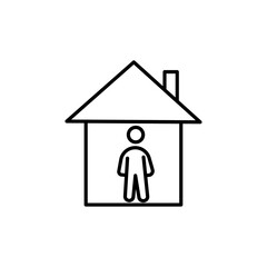 Stay home icon black and white vector outline sign