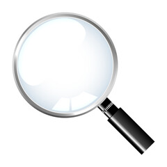 Magnifying glass loupe with gray handle on white background