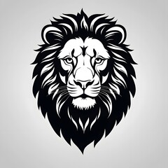 Fototapeta premium Lion head illustration vector black silhouette created with generative AI